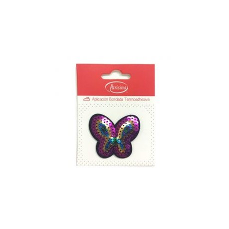Aplicación Bordada con Lentejuelas Parisina Mariposa de Frente