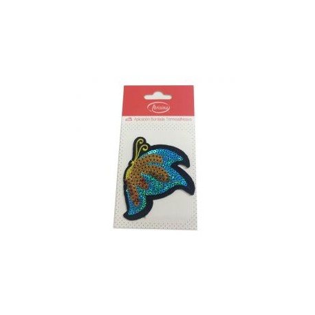 Aplicación Bordada con Lentejuelas Parisina Mariposa Lateral