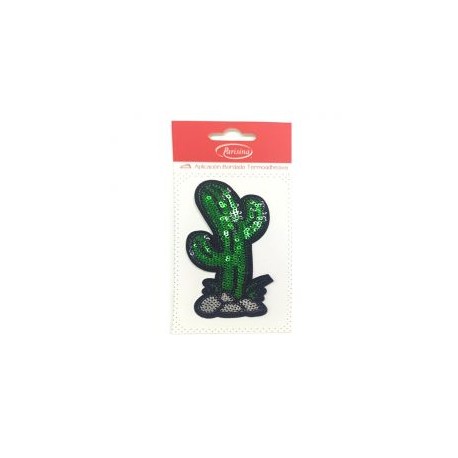 Aplicación Bordada con Lentejuelas Parisina Cactus